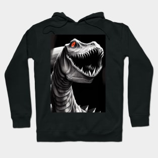 SCARY BLACK AND WHITE RED EYED DINOSAURS Hoodie